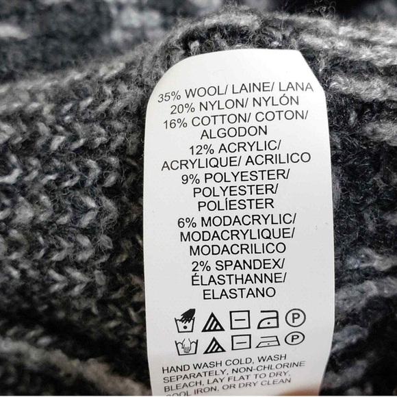 Lucky Brand Aztec Print Cardigan Open Sz Large Gray Black Long Line Tribal Wool - Picture 8 of 8